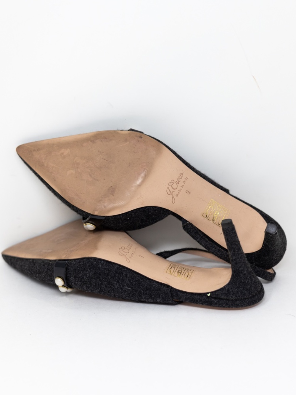 J. Crew Women's Wool Pointed Toe Pearl Beaded Embellished Slingback High Heel 9 - Picture 4 of 4